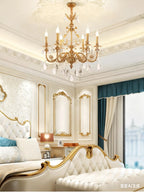 27X30 Inch 6 Lights Small Traditional Brass and Crystal Chandelier for Kitchen