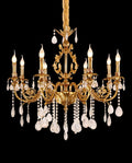 35X33 Inch 8 Lights Small Traditional Brass and Crystal Chandelier for Master Bedroom