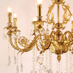 35X33 Inch 8 Lights Small Traditional Brass and Crystal Chandelier for Master Bedroom