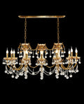 12 Lights 50 Inch Linear Traditional Gold Brass and Crystal Chandelier for Dining Room