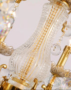 12 Lights 50 Inch Linear Traditional Gold Brass and Crystal Chandelier for Dining Room