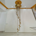 Luxury Flush Mounted 138 Inch Long Antique Brass Angels Chandelier for Staircase