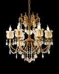 25X26 Inch 6 Lights Candle Style Traditional Chandelier Small Antique Brass and Crystal Chandelier