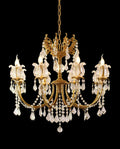 31X27 Inch 8 Lights Candle Style Traditional Chandelier Small Antique Brass and Crystal Chandelier