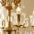 31X27 Inch 8 Lights Candle Style Traditional Chandelier Small Antique Brass and Crystal Chandelier