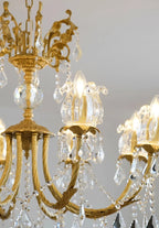 31X27 Inch 8 Lights Candle Style Traditional Chandelier Small Antique Brass and Crystal Chandelier