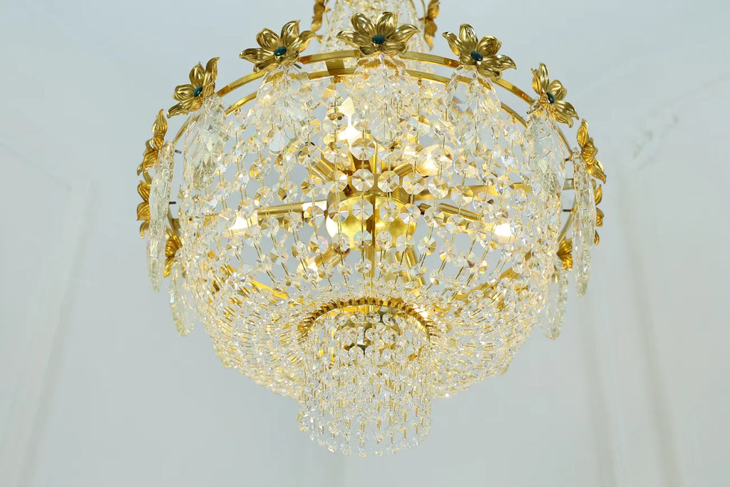 24X30 Inch Classical French Empire Brass and Crystal Chandelier