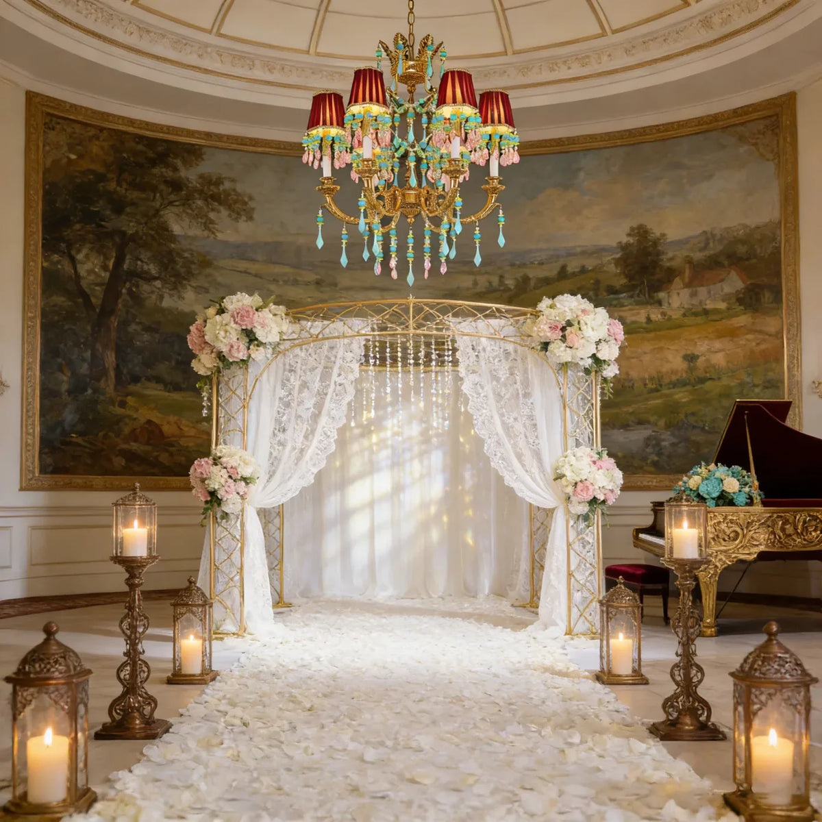 6 Lights Small Copper Crystal Chandelier Luxury Colorful Wedding Chandelier Light