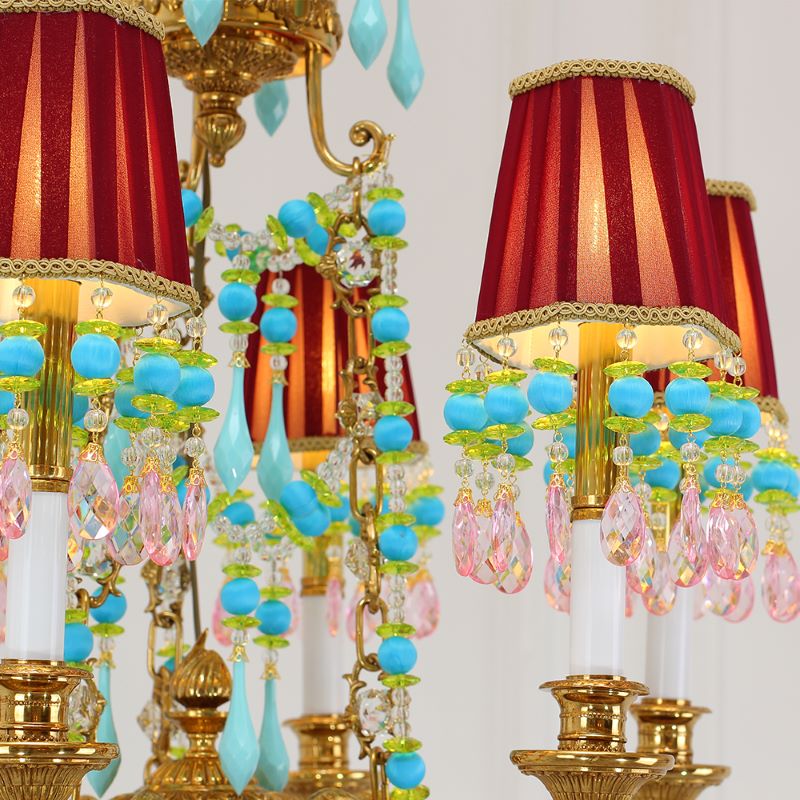6 Lights Small Copper Crystal Chandelier Luxury Colorful Wedding Chandelier Light