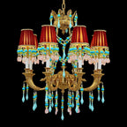 8 Lights Small Copper Crystal Chandelier Luxury Colorful Wedding Chandelier Light