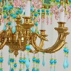 8 Lights Small Copper Crystal Chandelier Luxury Colorful Wedding Chandelier Light