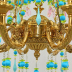 8 Lights Small Copper Crystal Chandelier Luxury Colorful Wedding Chandelier Light