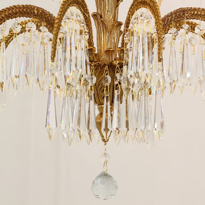 39X35 Inch Wide 3-Layer Big Brass Palm Tree Gold Crystal Chandelier for Entrance/ Foyer