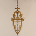 Charming 4 Lights Vintage Gold Brass Lantern Pendant Light 15X26 Inch – Perfect for Entryway Foyer Porch Hallway