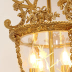 Charming 4 Lights Vintage Gold Brass Lantern Pendant Light 15X26 Inch – Perfect for Entryway Foyer Porch Hallway