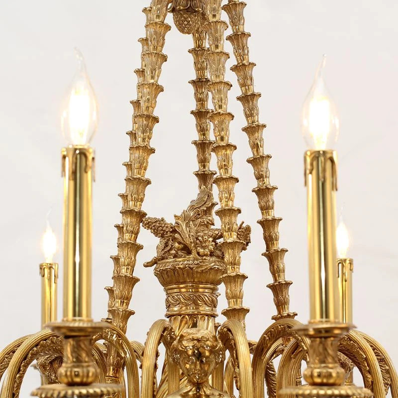 40X51 Inch 15 Lights Baroque Style Cast Copper Angles Antique French Empire Brass Chandelier