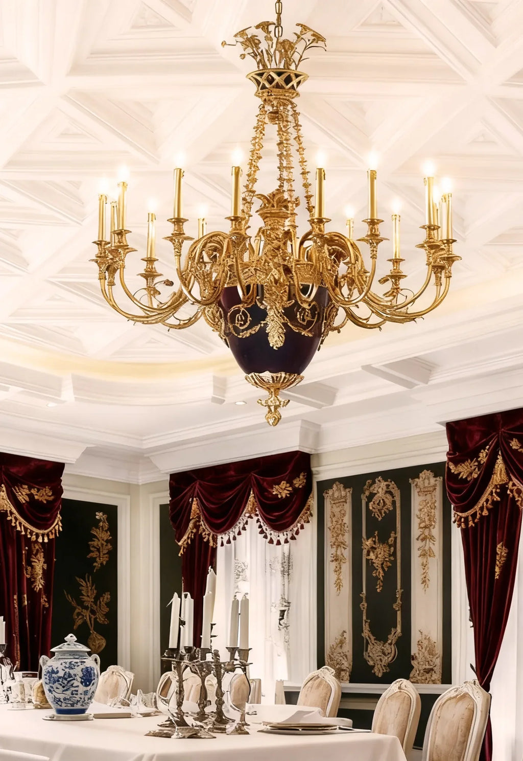 40X51 Inch 15 Lights Baroque Style Cast Copper Angles Antique French Empire Brass Chandelier