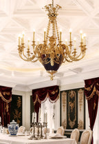 40X51 Inch 15 Lights Baroque Style Cast Copper Angles Antique French Empire Brass Chandelier