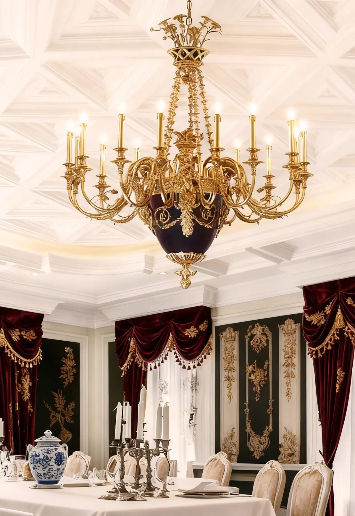 40X51 Inch 15 Lights Baroque Style Cast Copper Angles Antique French Empire Brass Chandelier