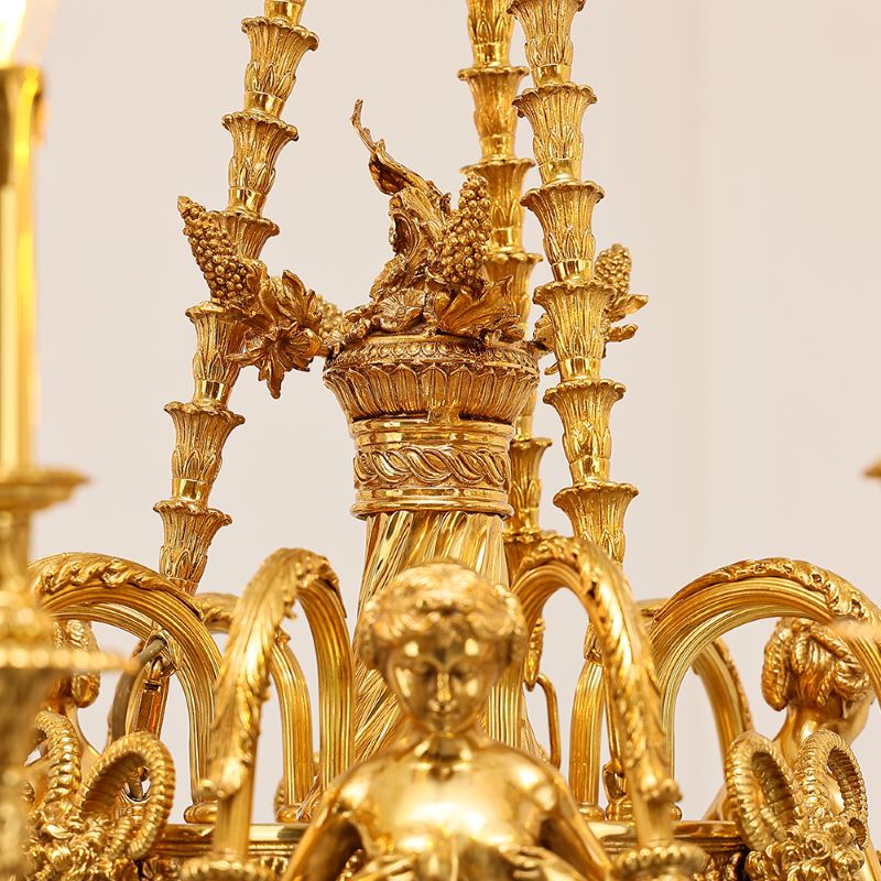 35X41 Inch 9 Lights Baroque Style Cast Copper Angles Antique French Empire Brass Chandelier