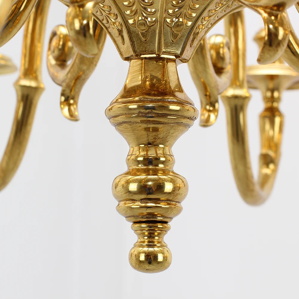 35X18 Inch 8 Lights Vintage French Gold Brass Chandelier for Master Bedroom
