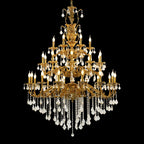 51X68 Inch 30 Lights Tiered Brass and Crystal Chandelier for Foyer