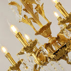 24X31 Inch 6 Lights Small Candle Style Brass and Crystal Chandelier Lighting for Bedroom