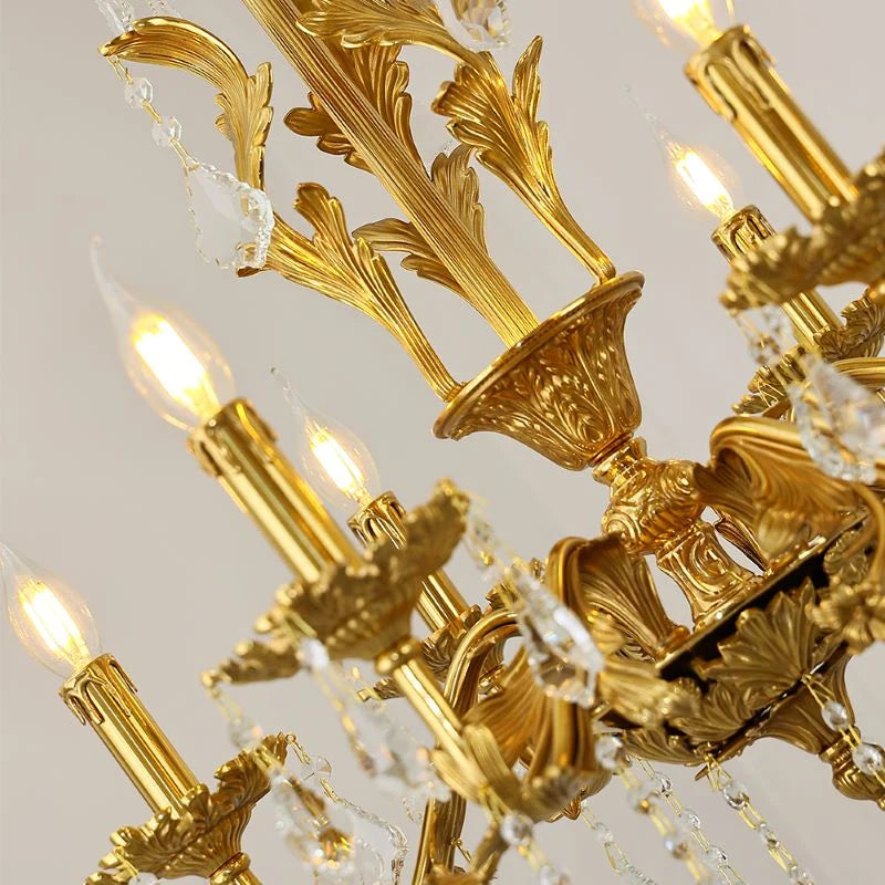 24X31 Inch 6 Lights Small Candle Style Brass and Crystal Chandelier Lighting for Bedroom