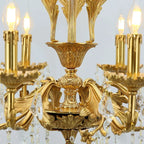 24X31 Inch 6 Lights Small Candle Style Brass and Crystal Chandelier Lighting for Bedroom