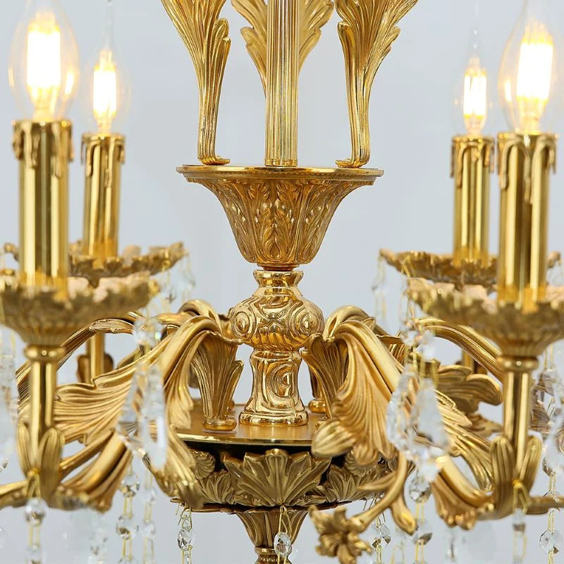 24X31 Inch 6 Lights Small Candle Style Brass and Crystal Chandelier Lighting for Bedroom