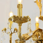 24X31 Inch 6 Lights Small Candle Style Brass and Crystal Chandelier Lighting for Bedroom
