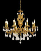 31X31 Inch 8 Lights Small Candle Style Brass and Crystal Chandelier Lighting for Living Room