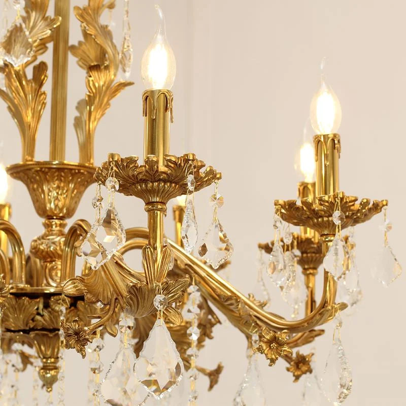 31X31 Inch 8 Lights Small Candle Style Brass and Crystal Chandelier Lighting for Living Room