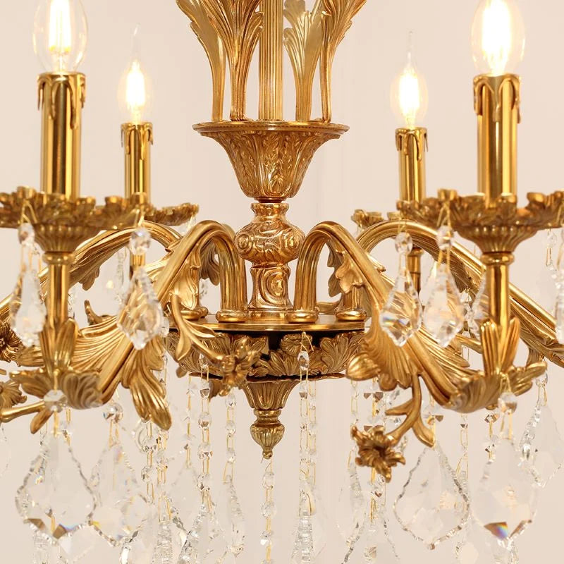 31X31 Inch 8 Lights Small Candle Style Brass and Crystal Chandelier Lighting for Living Room