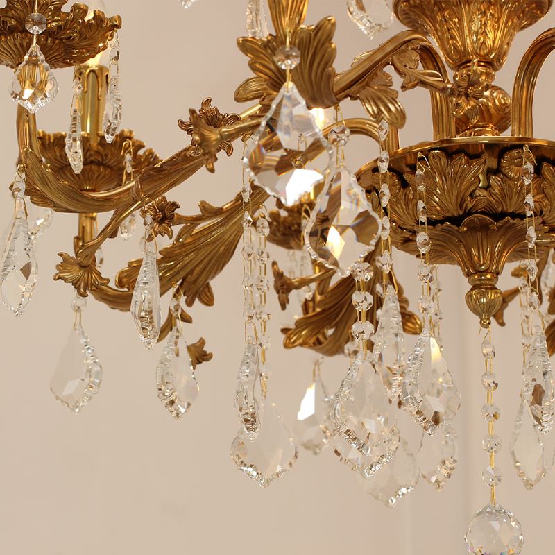31X31 Inch 8 Lights Small Candle Style Brass and Crystal Chandelier Lighting for Living Room