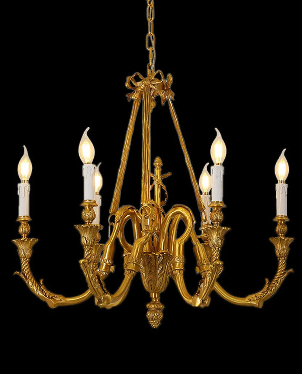 27X23 Inch 6 Lights Small Copper Chandelier Lighting for Bedroom European Living Room Chandelier