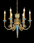 26X23 Inch 6 Lights Rococo Style Antique Copper Chandelier Small Blue Bedroom Chandelier