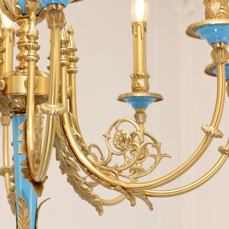 26X23 Inch 6 Lights Rococo Style Antique Copper Chandelier Small Blue Bedroom Chandelier