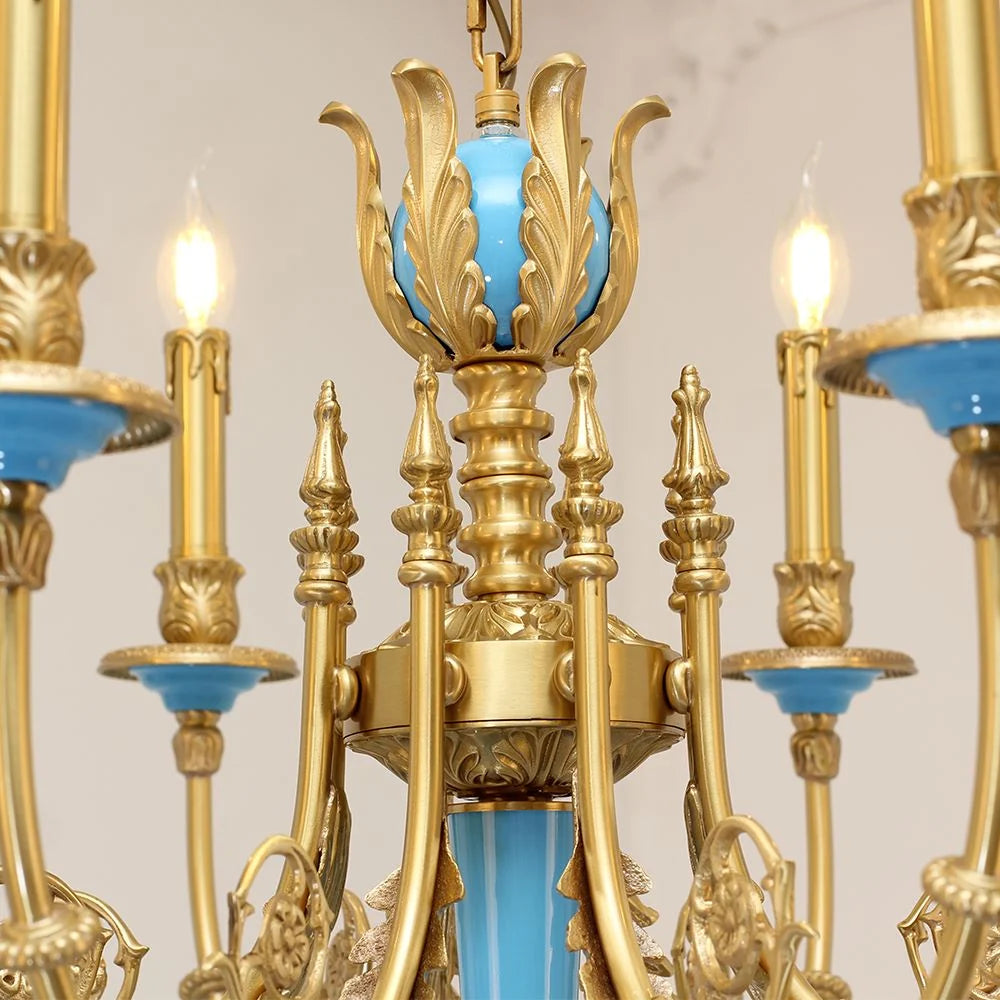 26X23 Inch 6 Lights Rococo Style Antique Copper Chandelier Small Blue Bedroom Chandelier