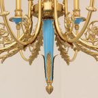 26X23 Inch 6 Lights Rococo Style Antique Copper Chandelier Small Blue Bedroom Chandelier