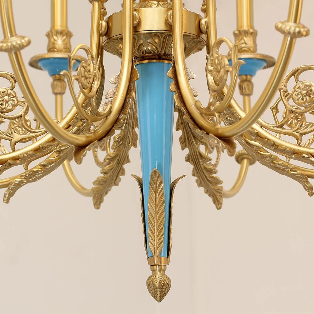 26X23 Inch 6 Lights Rococo Style Antique Copper Chandelier Small Blue Bedroom Chandelier
