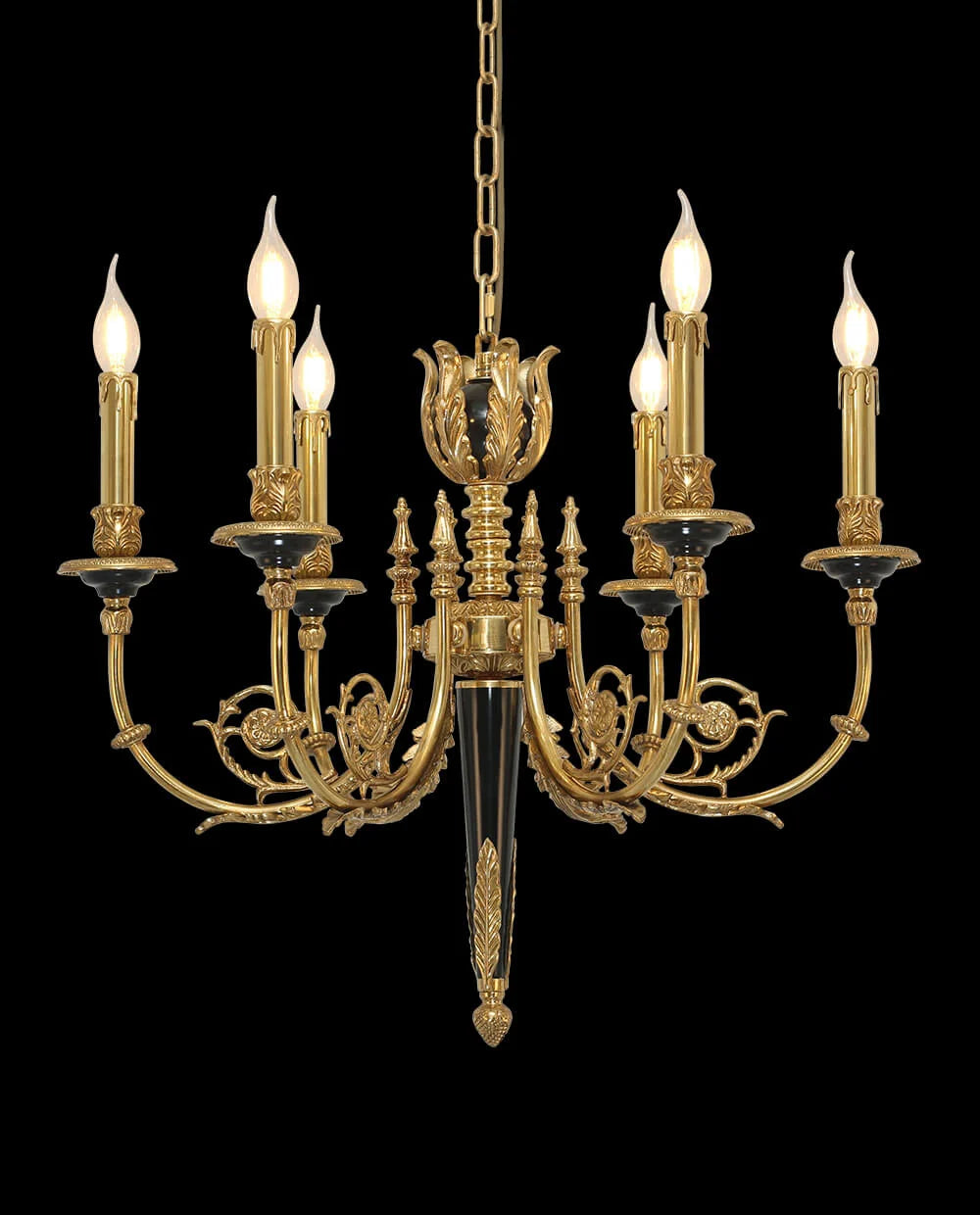 26X23 Inch 6 Lights Rococo Style Antique Copper Chandelier Small Black Bedroom Chandelier