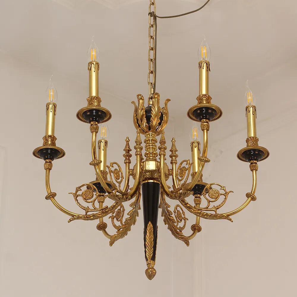 26X23 Inch 6 Lights Rococo Style Antique Copper Chandelier Small Black Bedroom Chandelier