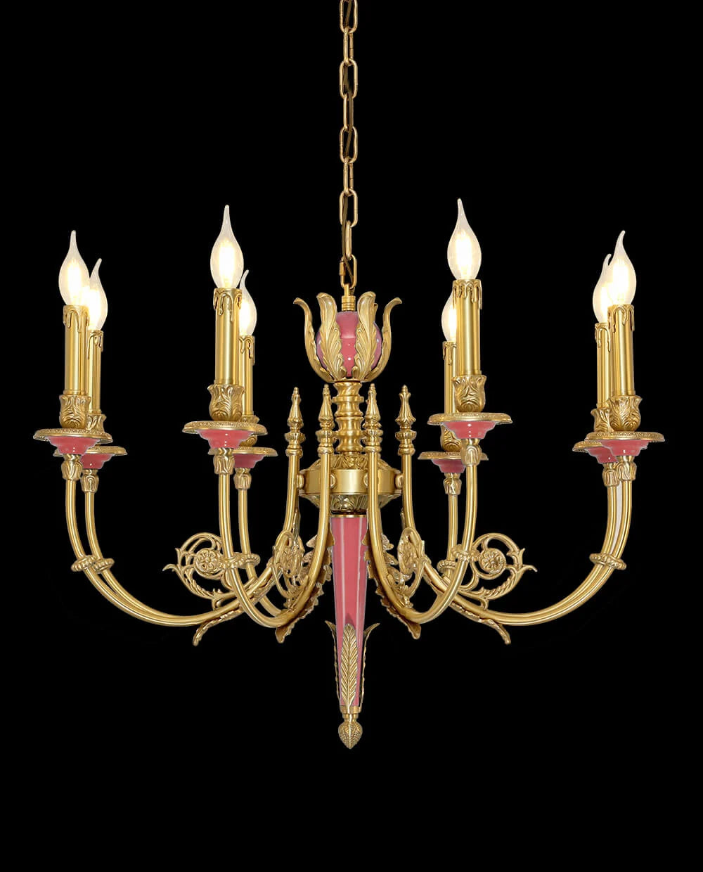 26X23 Inch 6 Lights Rococo Style Antique Copper Chandelier Small Pink Bedroom Chandelier
