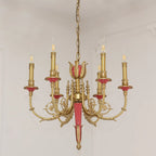26X23 Inch 6 Lights Rococo Style Antique Copper Chandelier Small Pink Bedroom Chandelier