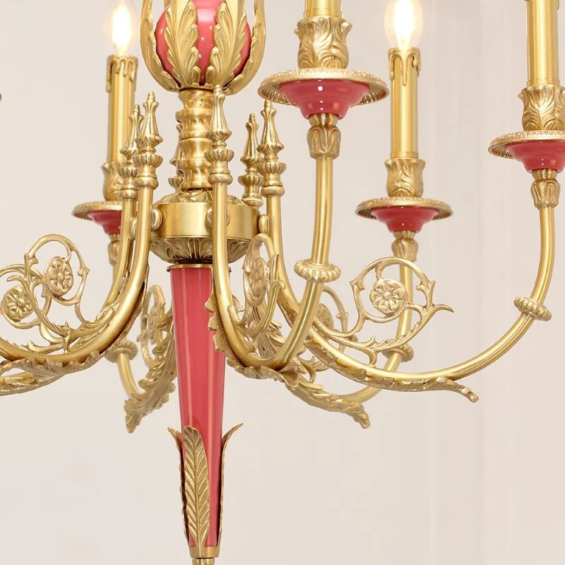 26X23 Inch 6 Lights Rococo Style Antique Copper Chandelier Small Pink Bedroom Chandelier