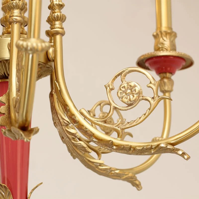 26X23 Inch 6 Lights Rococo Style Antique Copper Chandelier Small Pink Bedroom Chandelier