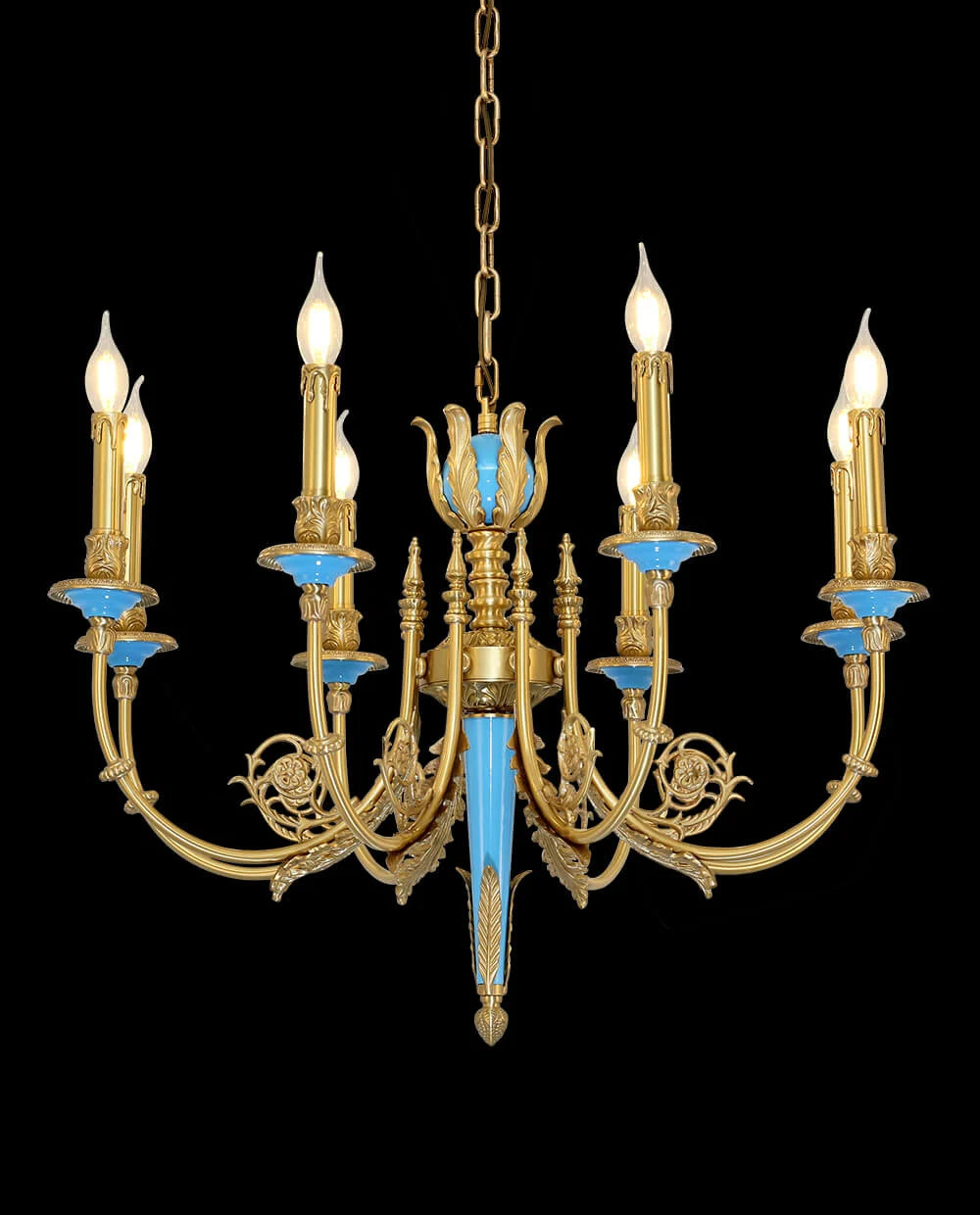 30X23 Inch 8 Lights Rococo Style Small Antique Copper Chandelier for Bedroom