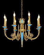 30X23 Inch 8 Lights Rococo Style Small Antique Copper Chandelier for Bedroom