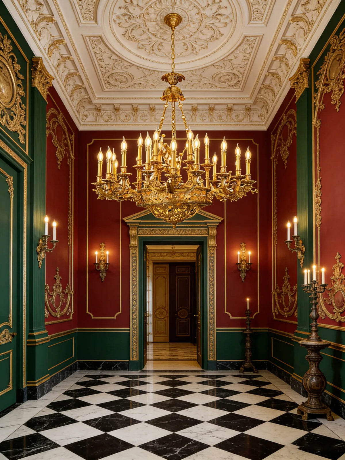 47X43 Inch Baroque Style Antique French Palace Copper Chandelier